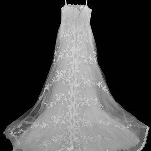 White Beaded and Lace Wedding Gown with Train